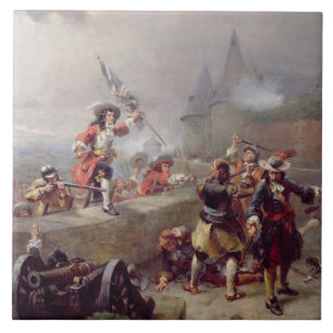 Die Zinnen (Öl auf Leinwand) stürmen Fliese