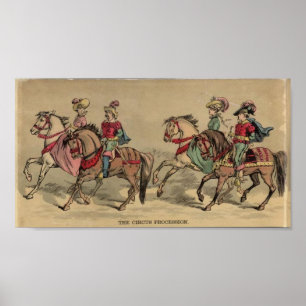 Die Zirkus-Prozessions-Reiter zu Pferd Poster