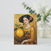 Die Zitrone und die Dame Postkarte (Stehend Vorderseite)