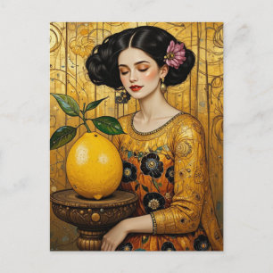 Die Zitrone und die Dame Postkarte