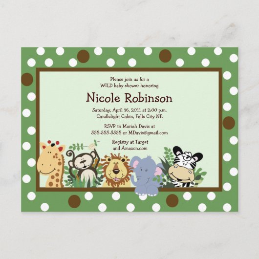 Die ZOO CREW Jungtiere Babydusche Postkarte (Vorderseite)