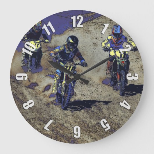 Die Zuhause-Ausdehnung! - Motocross-Rennläufer Große Wanduhr (Vorderseite)