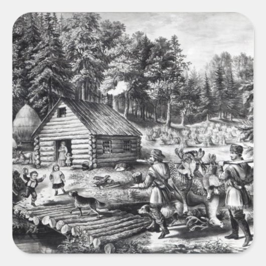 Die Zuhause des Pioniers an der Western-Grenze Quadratischer Aufkleber (Vorderseite)