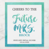 Die Zukunft der Aquarellkalligraphie Frau Brautpar Weinetikett (Einzelnes Label)