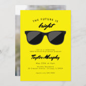 Die Zukunft der Yellow Retro Graduation Party ist  Einladung (Vorne/Hinten)