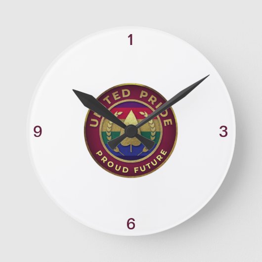 Die Zukunft des Vereinigten Stolzes Runde Wanduhr (Vorderseite)