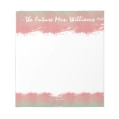 Die Zukunft Frau Bride Wedding Monogram Pink Green Notizblock (Vorderseite)