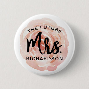Die Zukunft Frau Watercolor Floral Button