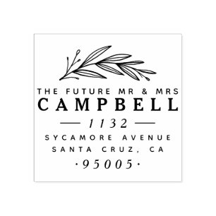 Die Zukunft Herr & Frau Delicate Branch Address Gummistempel