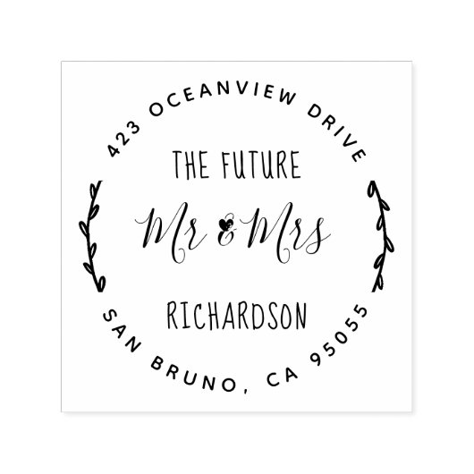 Die Zukunft Herr & Frau | Rustikale handgezeichnet Permastempel (Design)