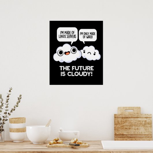 Die Zukunft ist bewölkt Wetter Computer puppen dun Poster (Küche)