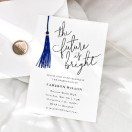 Die Zukunft ist das Foto einer hellblauen Graduier Einladung