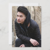 Die Zukunft ist das Foto einer hellblauen Graduier Einladung (Rückseite)