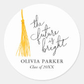 Die Zukunft ist der helle Abschluss Gelbe Tassel Runder Aufkleber (Vorderseite)