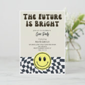 Die Zukunft ist die Bright Retro-Abschlussfeier Einladung (Stehend Vorderseite)