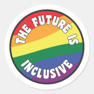 Die Zukunft ist ein inklusives LGBT-Flag Runder Aufkleber
