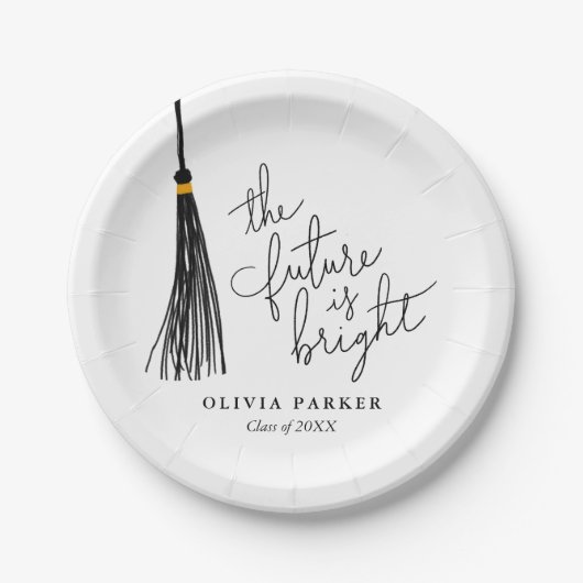 Die Zukunft ist ein leuchtendes Grad Party Black T Pappteller (Vorderseite)