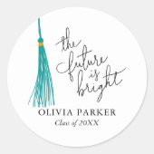 Die Zukunft ist ein schöner Zitat-Abschluss Grüne Runder Aufkleber (Vorderseite)