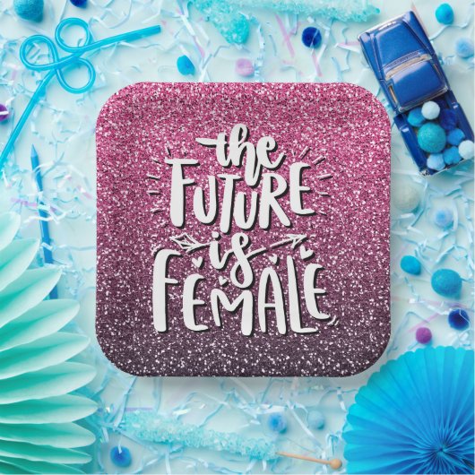 DIE ZUKUNFT IST EINE GLITZER-TYPOGRAPHIE FÜR FRAUE PAPPTELLER (Party)