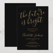 Die Zukunft ist eine helle Script-Herz-Graduierung Einladung (Vorne/Hinten)