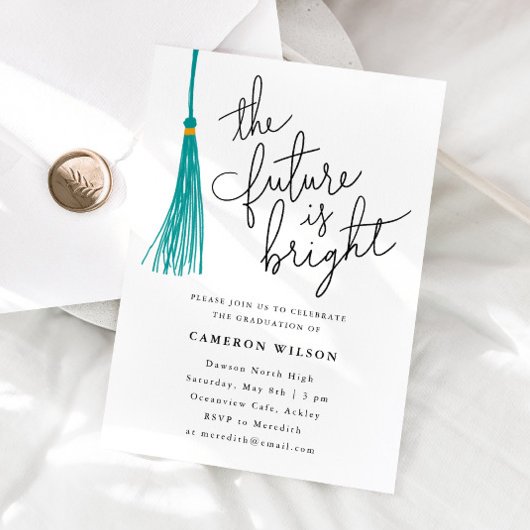 Die Zukunft ist eine schöne grüne Tassel-Graduieru Einladung
