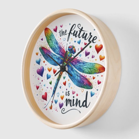 Die Zukunft ist Geist - Rainbow Dragonfly Art Uhr (Winkel)