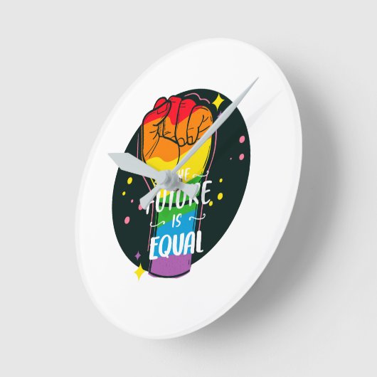 Die Zukunft ist gleich hoch Runde Wanduhr (Winkel)