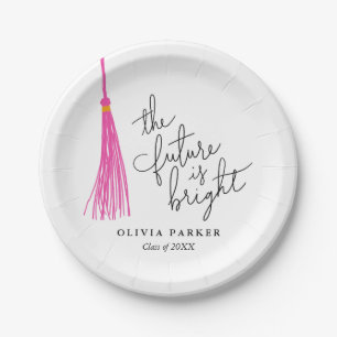 Die Zukunft ist hell Grad Party Pink Tassel Pappteller