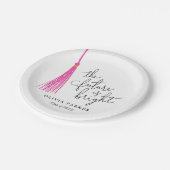 Die Zukunft ist hell Grad Party Pink Tassel Pappteller (Schrägansicht)