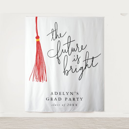 Die Zukunft ist hell roter Tassel modern Wandteppich (Vorderseite)