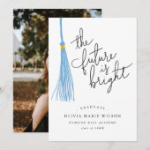 Die Zukunft ist hellblauer Tassel-Abschluss Einladung (Vorne/Hinten)