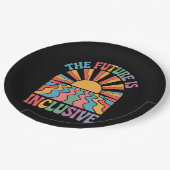 Die Zukunft ist inklusiv LGBTQ Rainbow Pride Retro Pappteller (Schrägansicht)