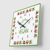Die Zukunft ist VEGAN - Gemüse - mit Zahlen Quadratische Wanduhr (Winkel)