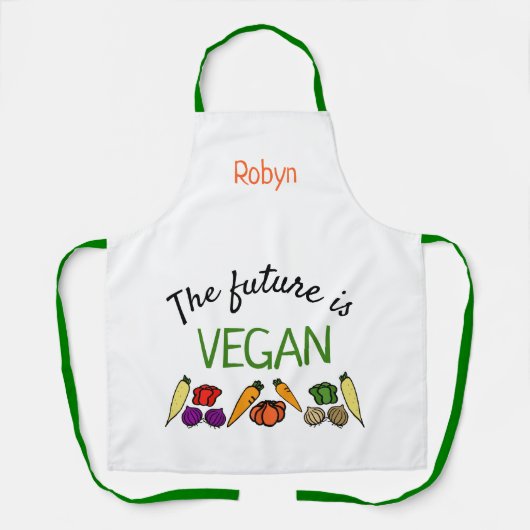 Die Zukunft ist VEGAN, Gemüse und dein Name Schürze (Vorderseite)