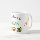 Die Zukunft ist VEGAN, personalisiert, Ihr Name Kaffeetasse (VorderseiteRechts)