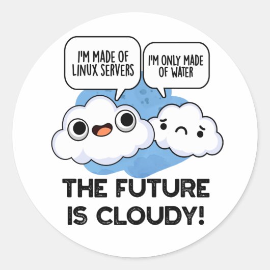 Die Zukunft ist wolkig witziger Wettercomputer Puf Runder Aufkleber (Vorderseite)