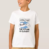 Die Zukunft ist wolkig witziger Wettercomputer Puf T-Shirt (Vorderseite)