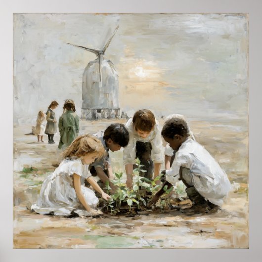 Die Zukunft: Kinder im Garten Poster (Vorne)