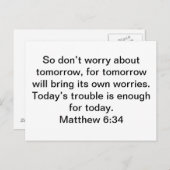 Die Zukunft. Matthew 6:34 Postkarte (Vorne/Hinten)