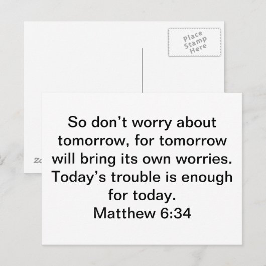 Die Zukunft. Matthew 6:34 Postkarte (Vorne/Hinten)