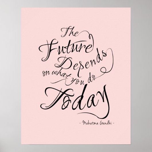 Die Zukunft - rosa Kalligrafie - Inspirationspopst Poster (Vorne)