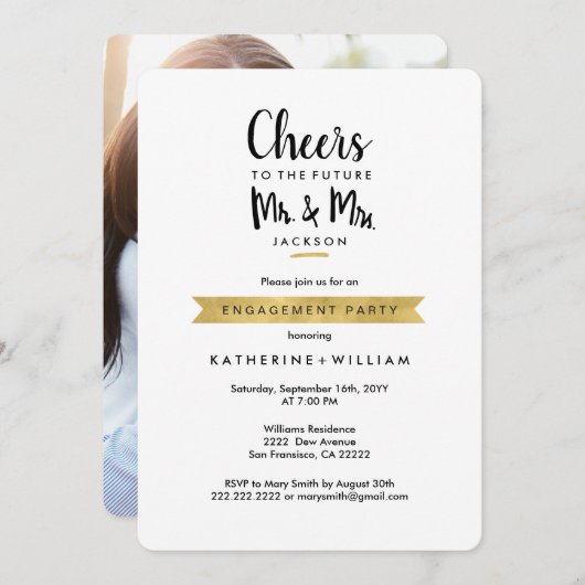 Die Zukunft von Herrn und Frau Engagement Einladung (Vorne/Hinten)