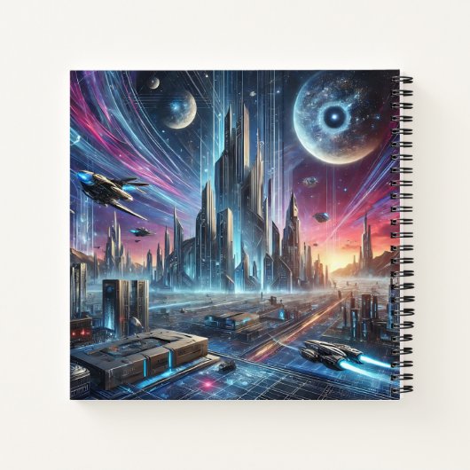 Die Zukunft vorstellen: Ein Sci-Fi-Notebook Notizblock (Rückseite)