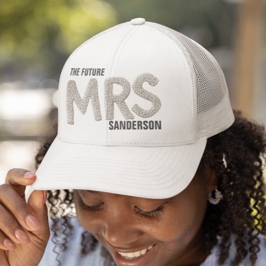 Die zukünftige Mrs Bride Faux-Perlen-Patch  Truckerkappe