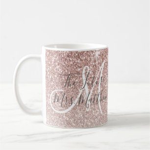Die zukünftige Mrs Rose Gold Glitter Monogramm Nam Kaffeetasse