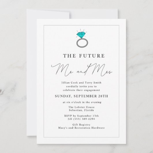 Die zukünftige Partei Mr. und Mrs. Engagement Einladung (Vorderseite)