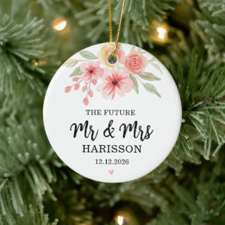 Die zukünftigen Herr und Frau Floral Watercolor Pa Keramik Ornament