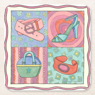 Die Zusätze der Frauen durch Chariklia Zarris Rechteckiger Pappuntersetzer