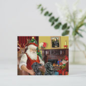 Die zwei flachen Retrievers des Weihnachtsmanns Feiertagspostkarte (Stehend Vorderseite)