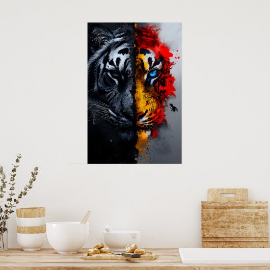 Die zwei Gesichter des Tigers Poster (Küche)